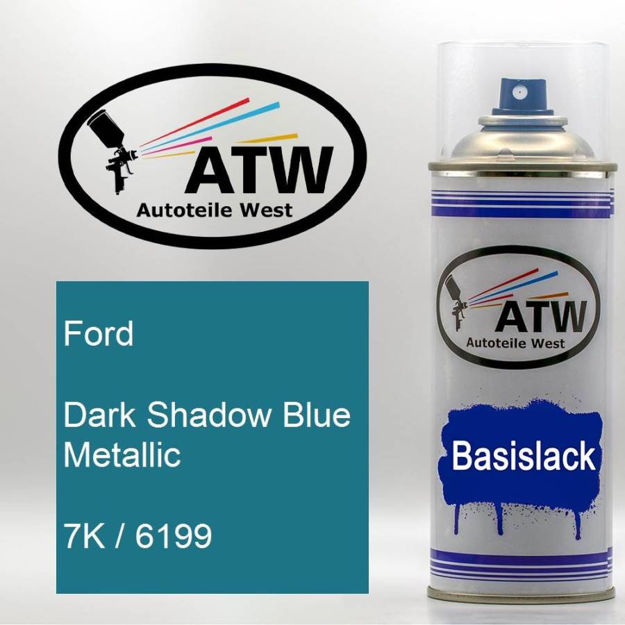 Ford, Dark Shadow Blue Metallic, 7K / 6199: 400ml Sprühdose, von ATW Autoteile West.